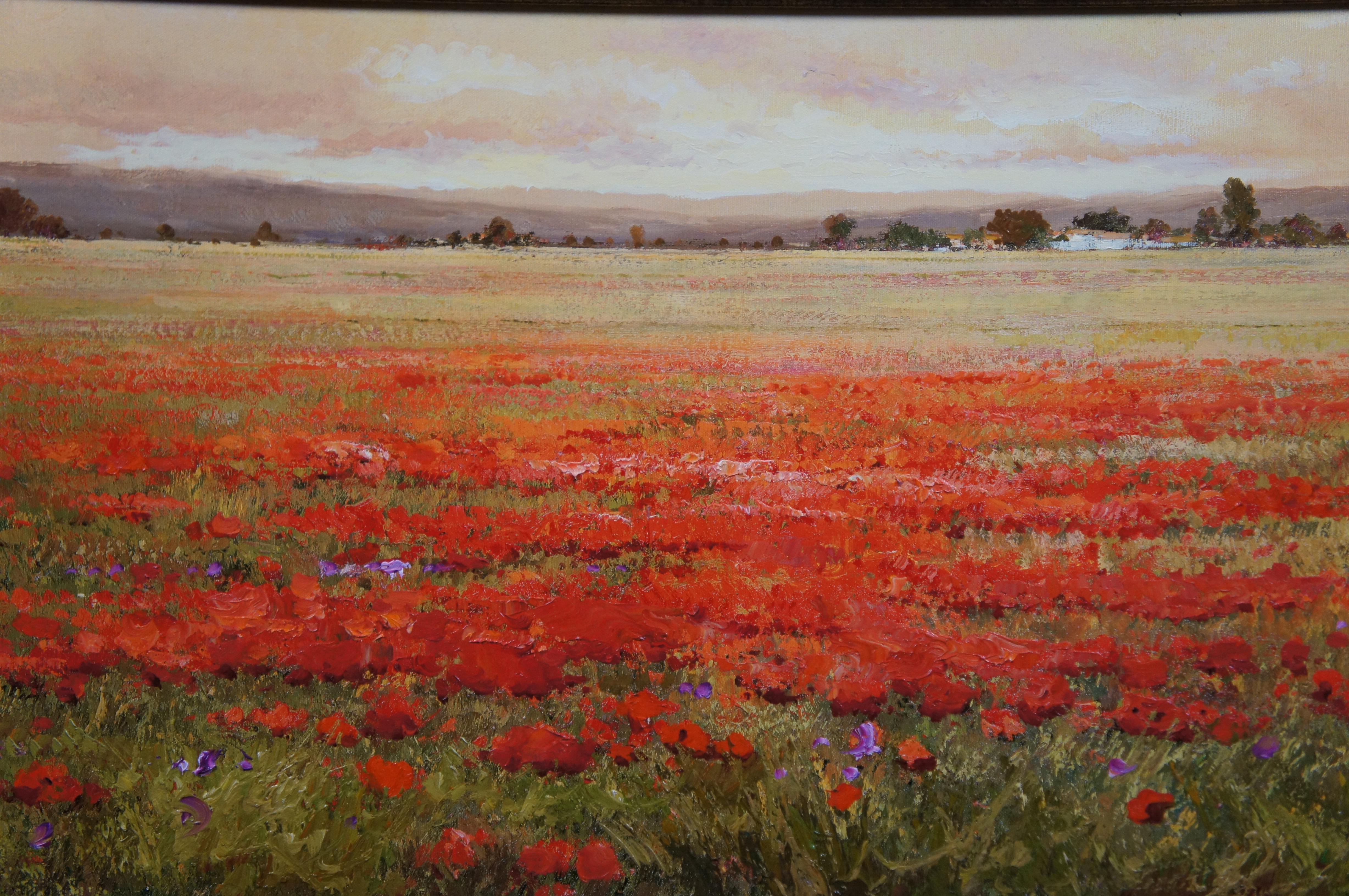 Roman Frances Amapolas Paisaje floral Óleo Giclée sobre lienzo 60