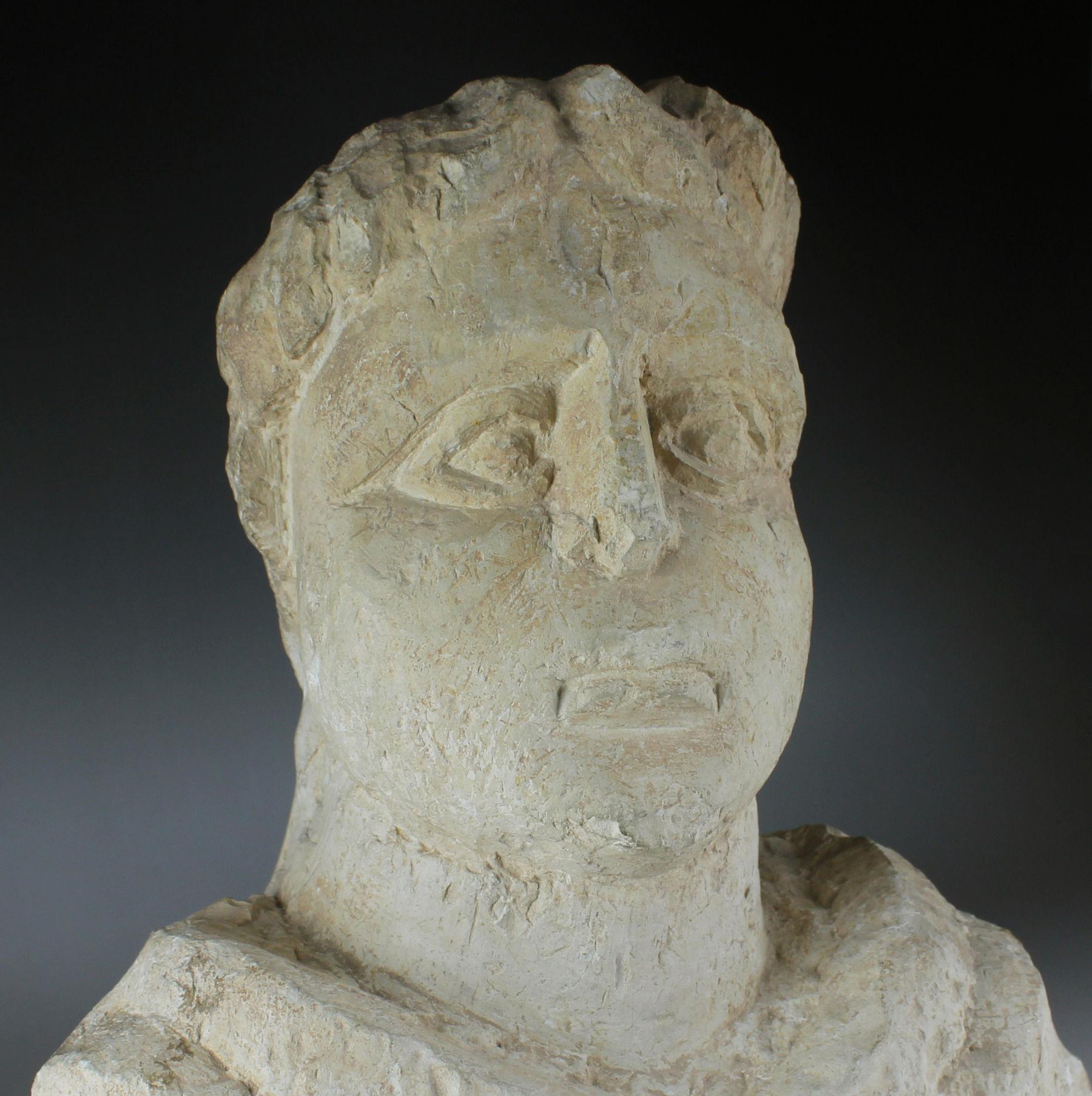 ITEM: Funerary bust of a man
MATERIAL: Limestone
CULTURE: Roman, Beth-Shean / Sebaste
PERIOD: 3rd Century A.D
DIMENSIONS: 325 mm x 280 mm x 153 mm
CONDITION: Good condition
PROVENANCE: Ex American private collection, David Hendin. Ex Shraga