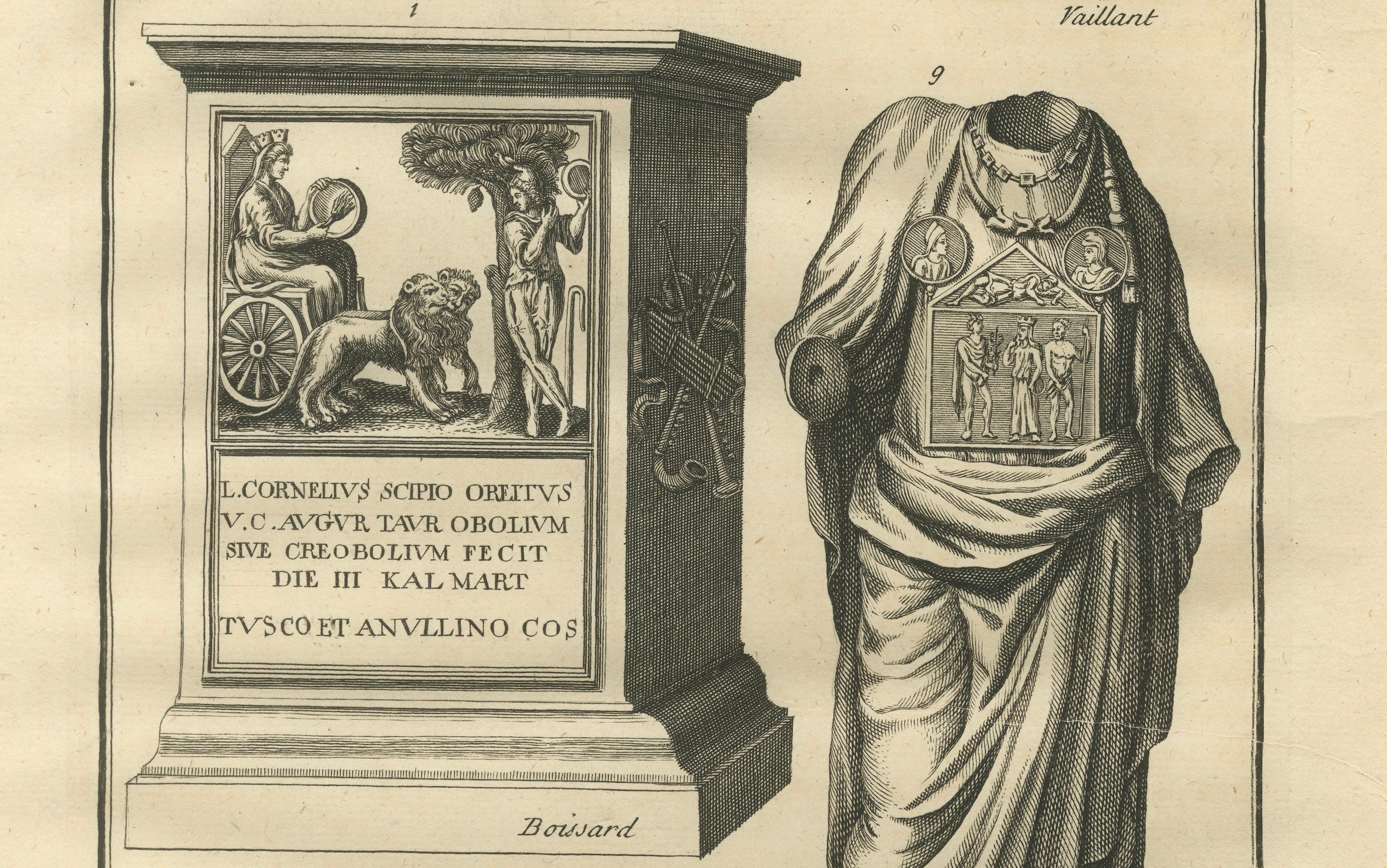 Roman Funerary Monument and Relief Sculpture – Montfaucon Engraving, 1721