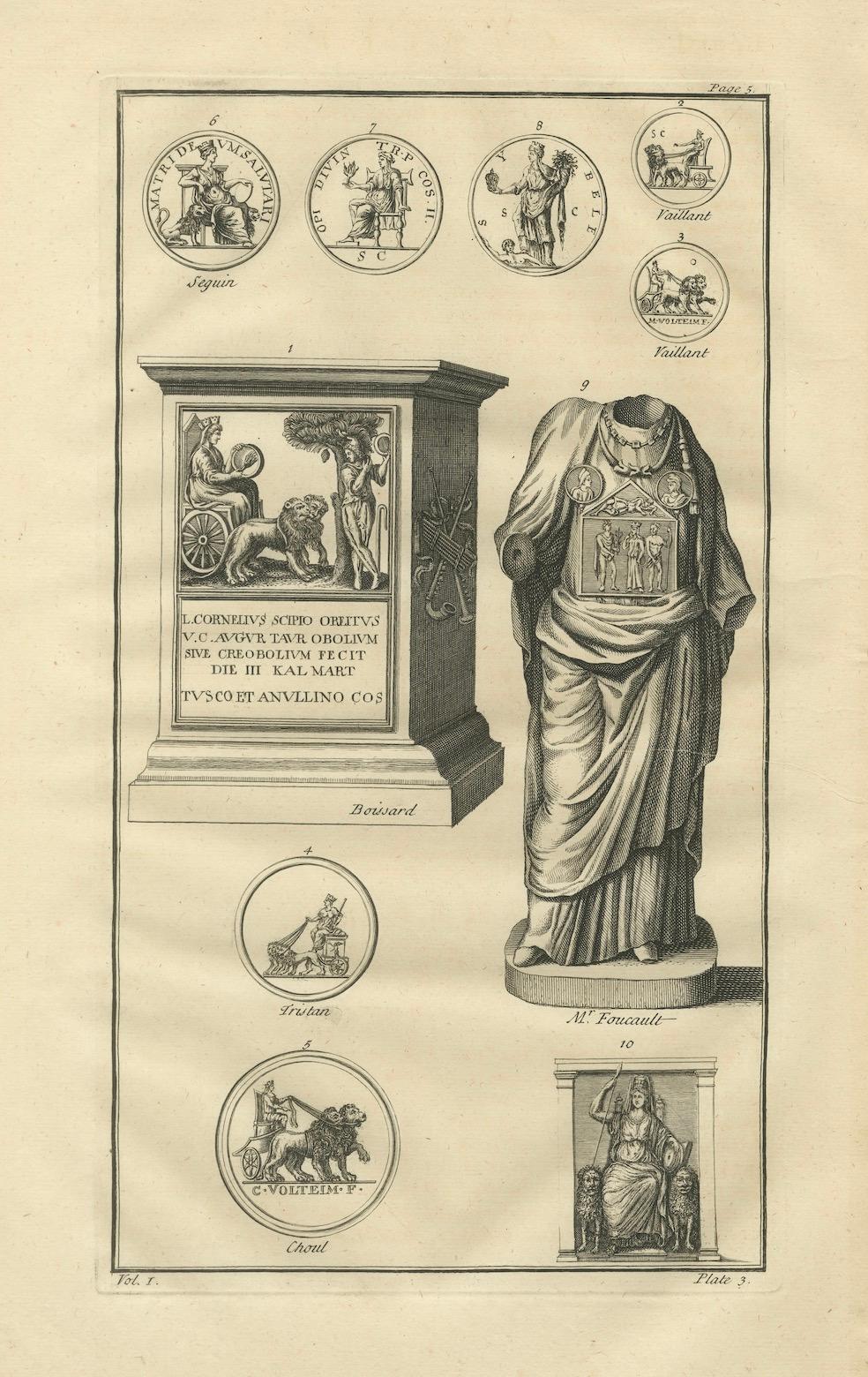 Roman Funerary Monument and Relief Sculpture – Montfaucon Engraving, 1721