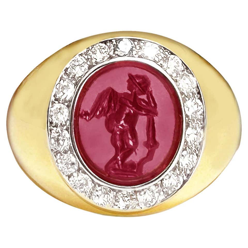 Authentic Roman Intaglio 1st-2nd century AD 18 kt Gold Ring depicting ...