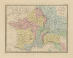 Galia romana e Italia septentrional - Mapa antiguo de La Gaule de Andriveau-Goujon, 1861