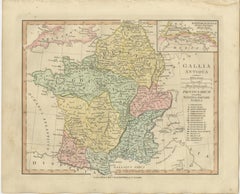 Carte des provinces de la Gaule romaine - Gallia Antiqua, France classique et Rhin, 1815