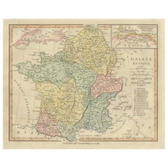 Carte des provinces de la Gaule romaine - Gallia Antiqua, France classique et Rhin, 1815