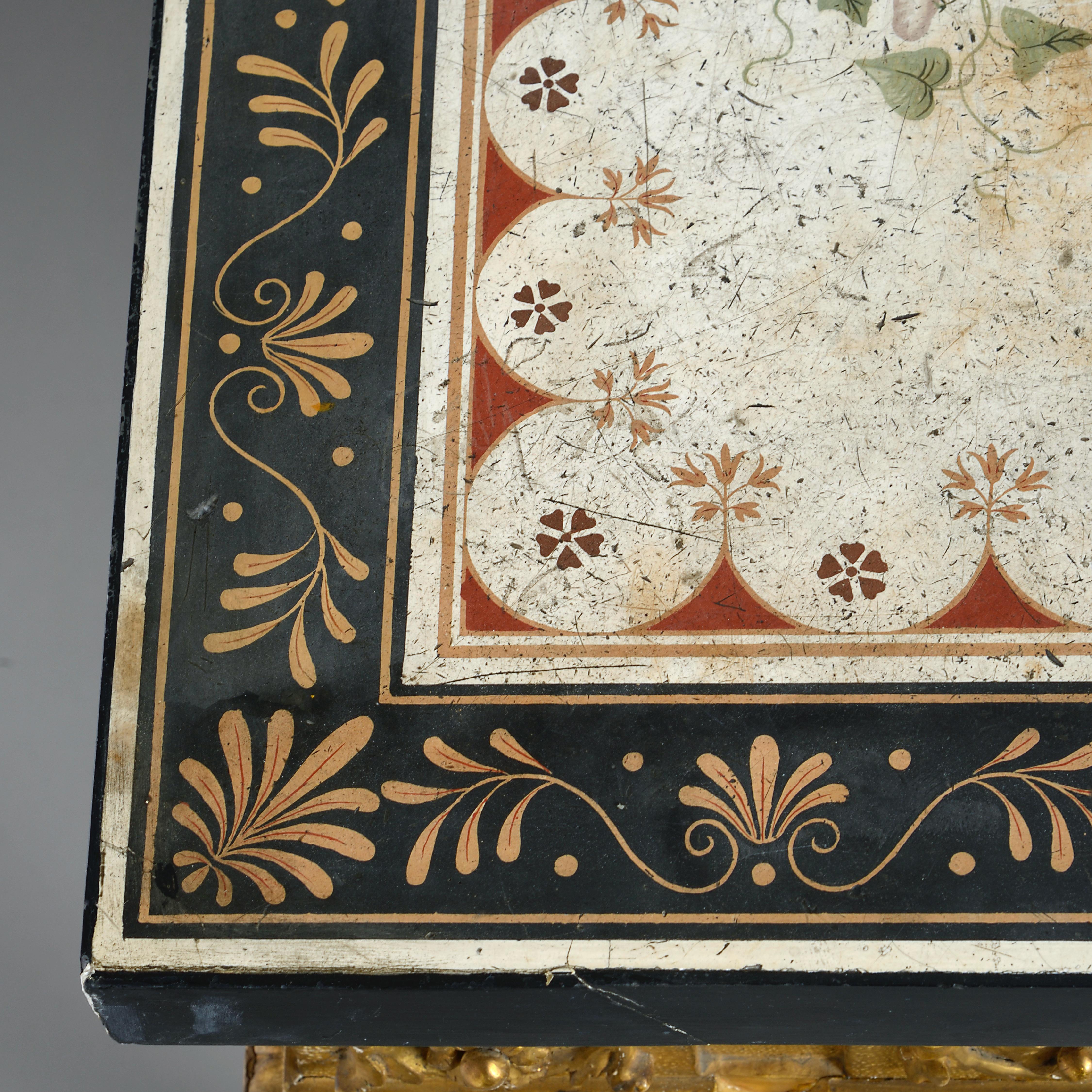 Table d'appoint en bois doré romain avec son plateau d'origine en scagliola en vente 3