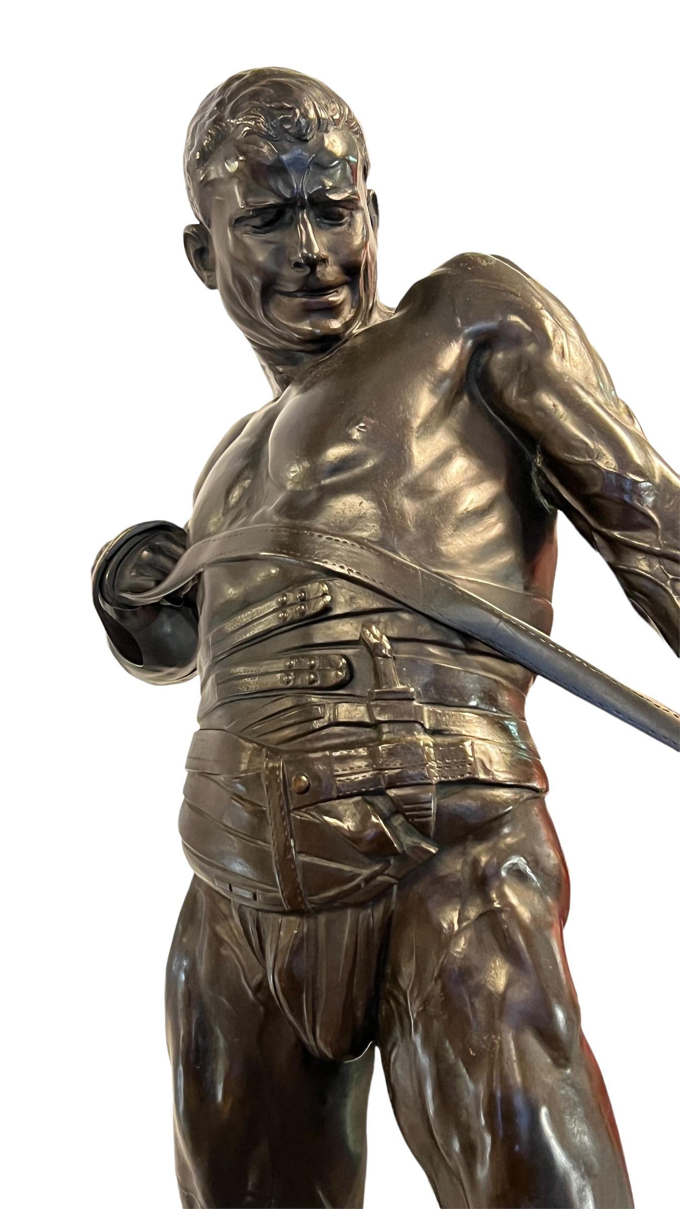 Roman Gladiator Bronze by Heinrich Baucke For Sale 4
