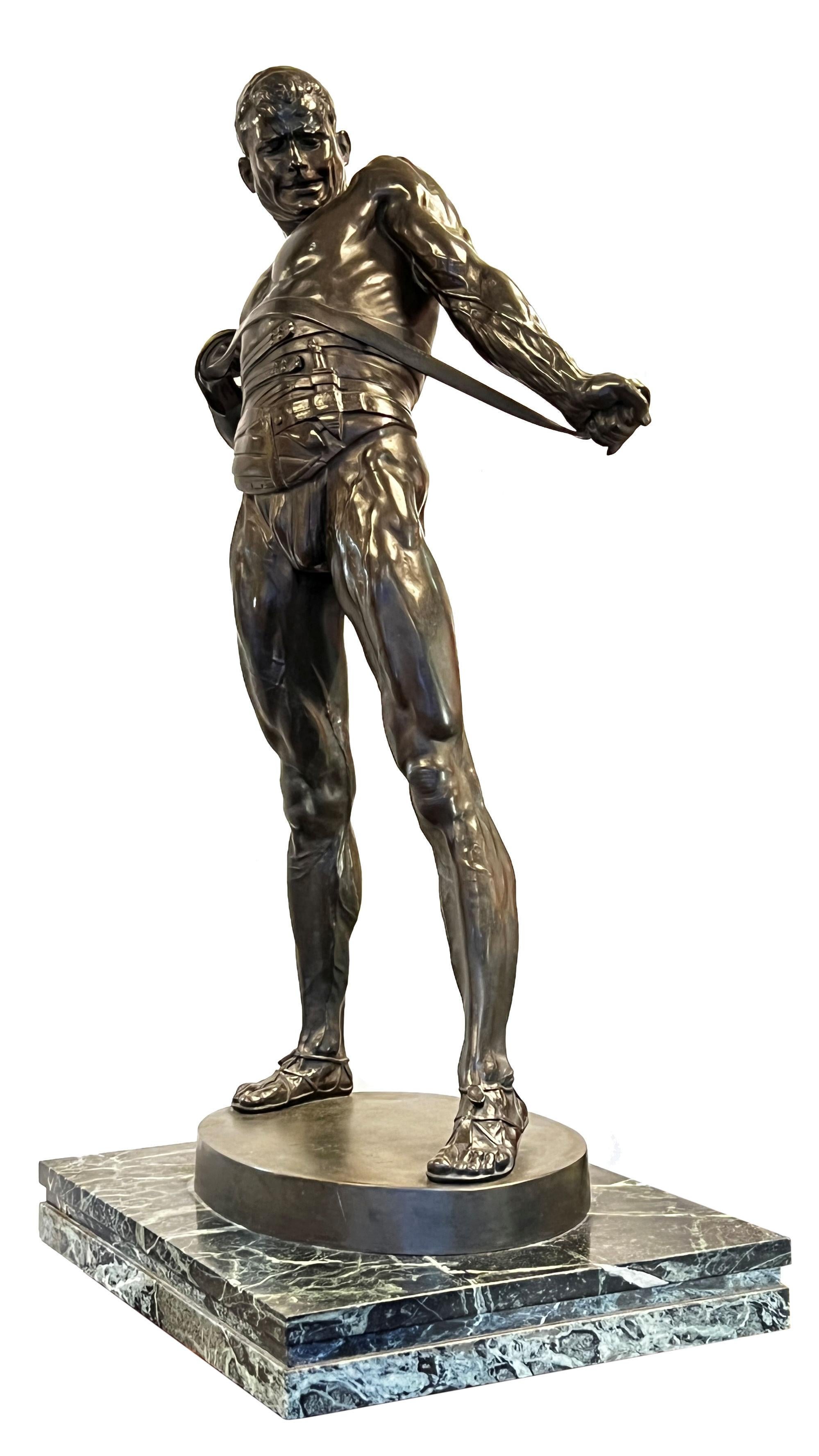Roman Gladiator Bronze by Heinrich Baucke For Sale 5