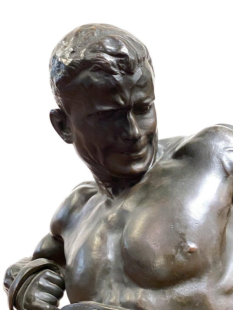Patinated Roman Gladiator Bronze by Heinrich Baucke For Sale
