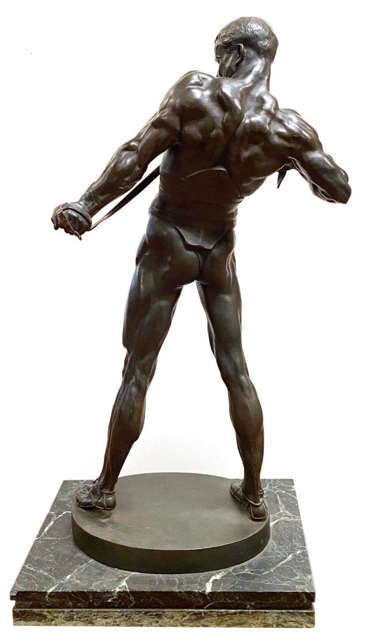 20ième siècle Gladiateur romain en bronze de Heinrich Baucke en vente