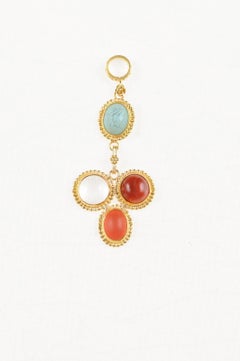 Roman Glass & 21k Gold Drop Pendant (pendant only)