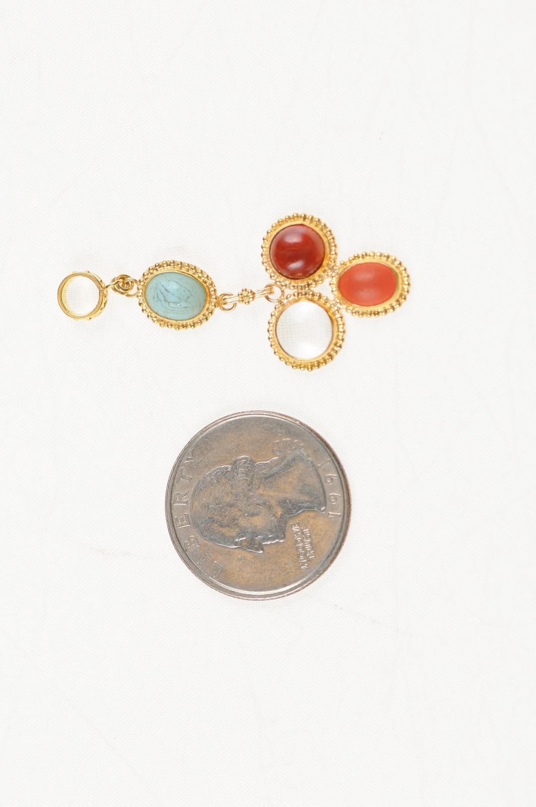 Roman Glass & 21k Gold Drop Pendant (pendant only) In Excellent Condition For Sale In Atlanta, GA