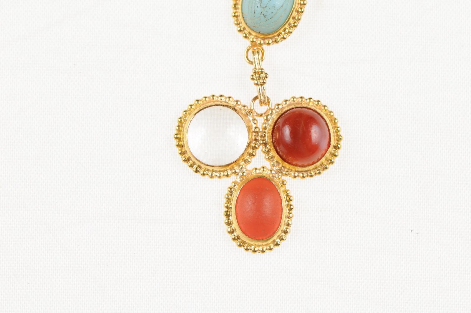 Roman Glass & 21k Gold Drop Pendant (pendant only) For Sale 1