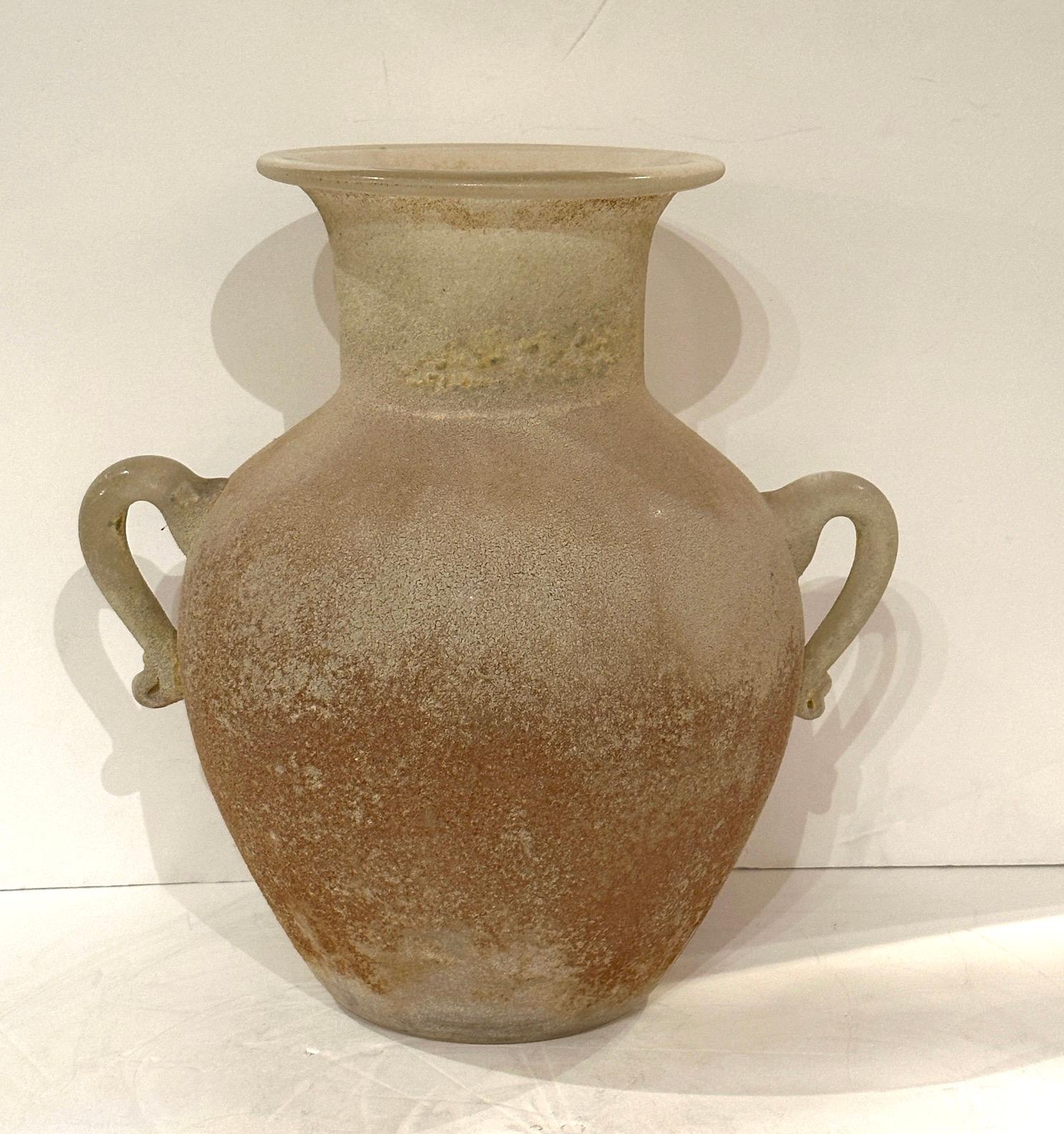 A Roman glass, Grand Tour style handled urn.  Late 19th/early 20th century.