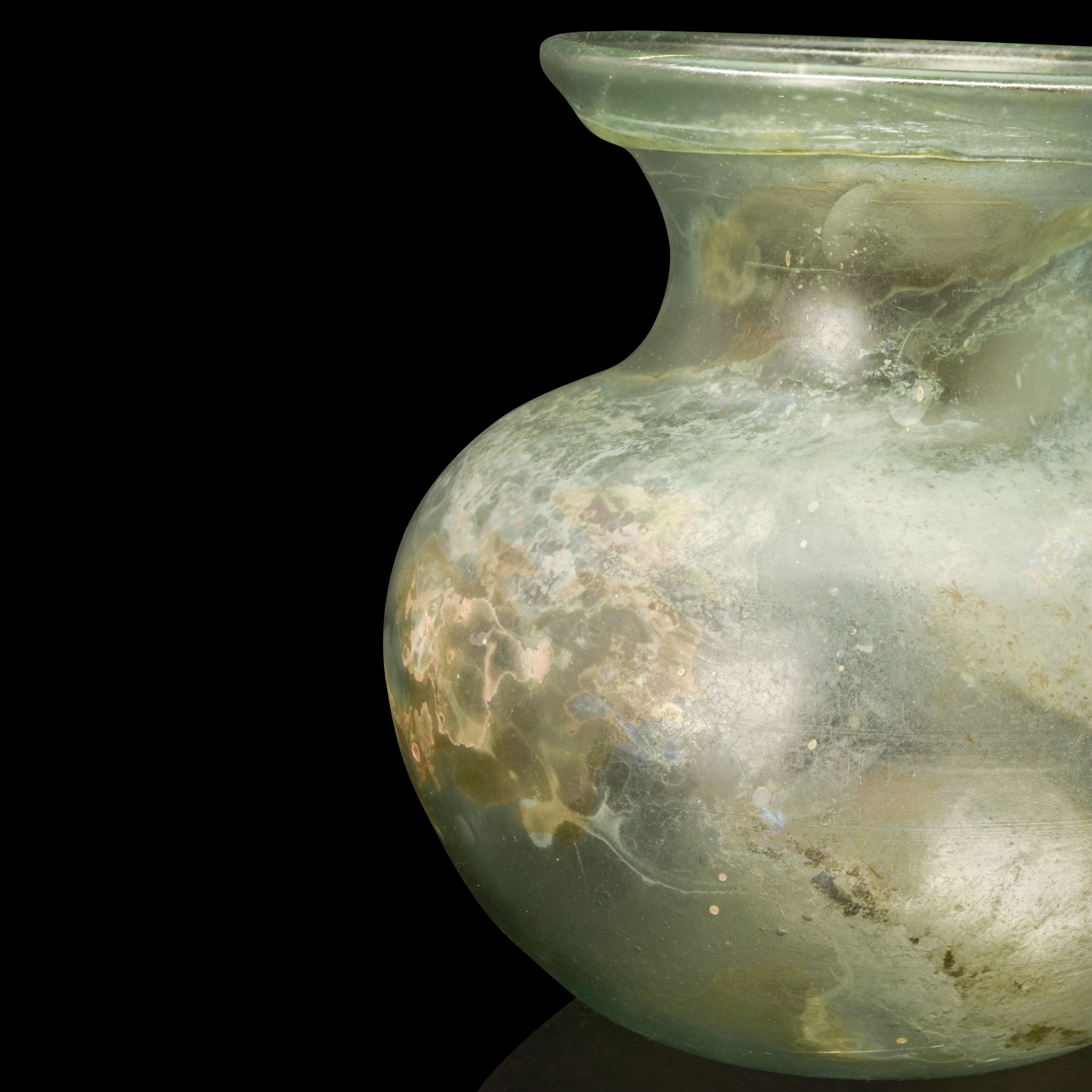 Blown Glass Roman Glass Wide-Mouth Jar For Sale
