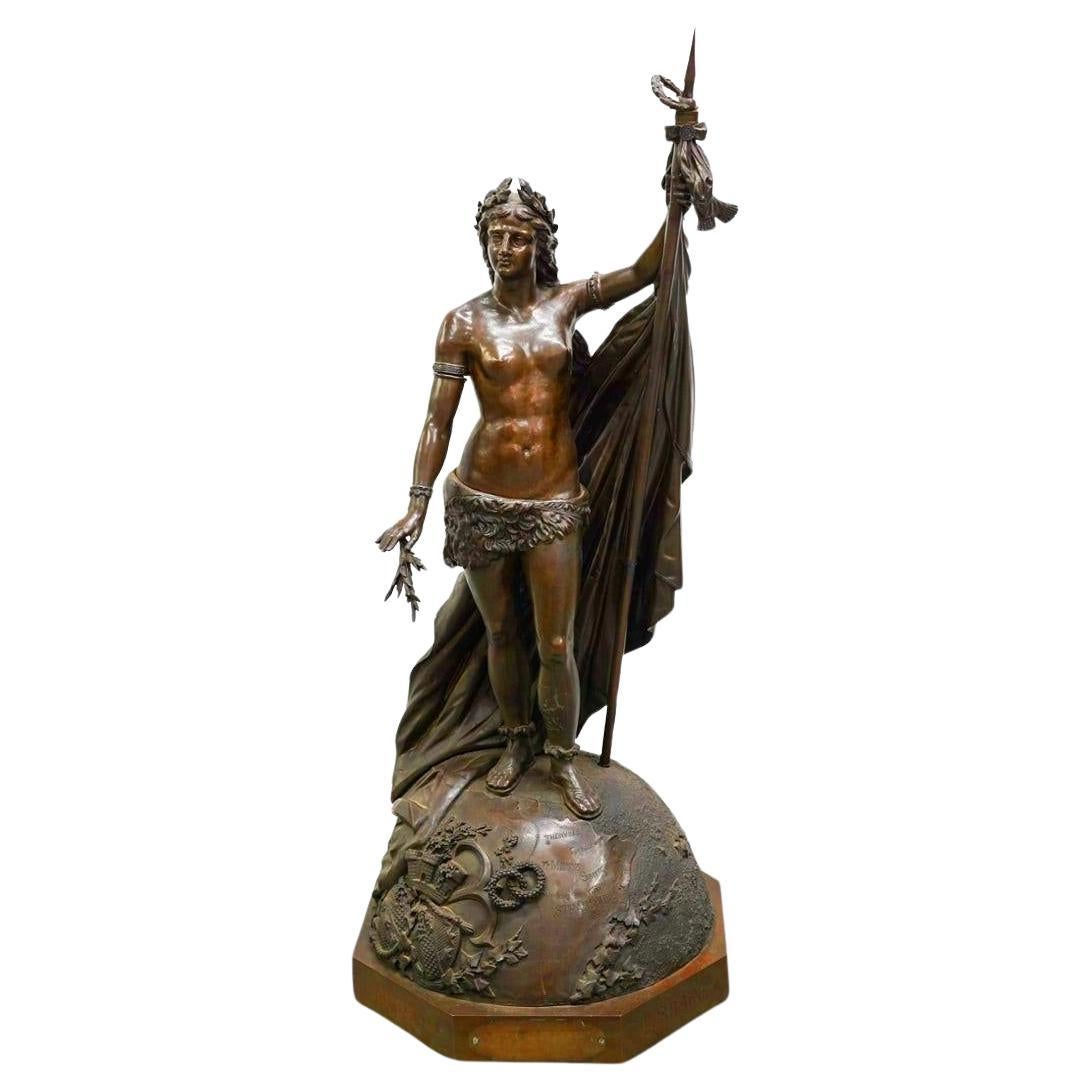 Große römische Göttin der Freiheitsgöttin aus Bronze von Jules Bertin (1826-1892)