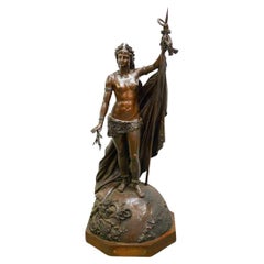 Grande statue de la déesse romaine Liberty en bronze de Jules Bertin (1826-1892)