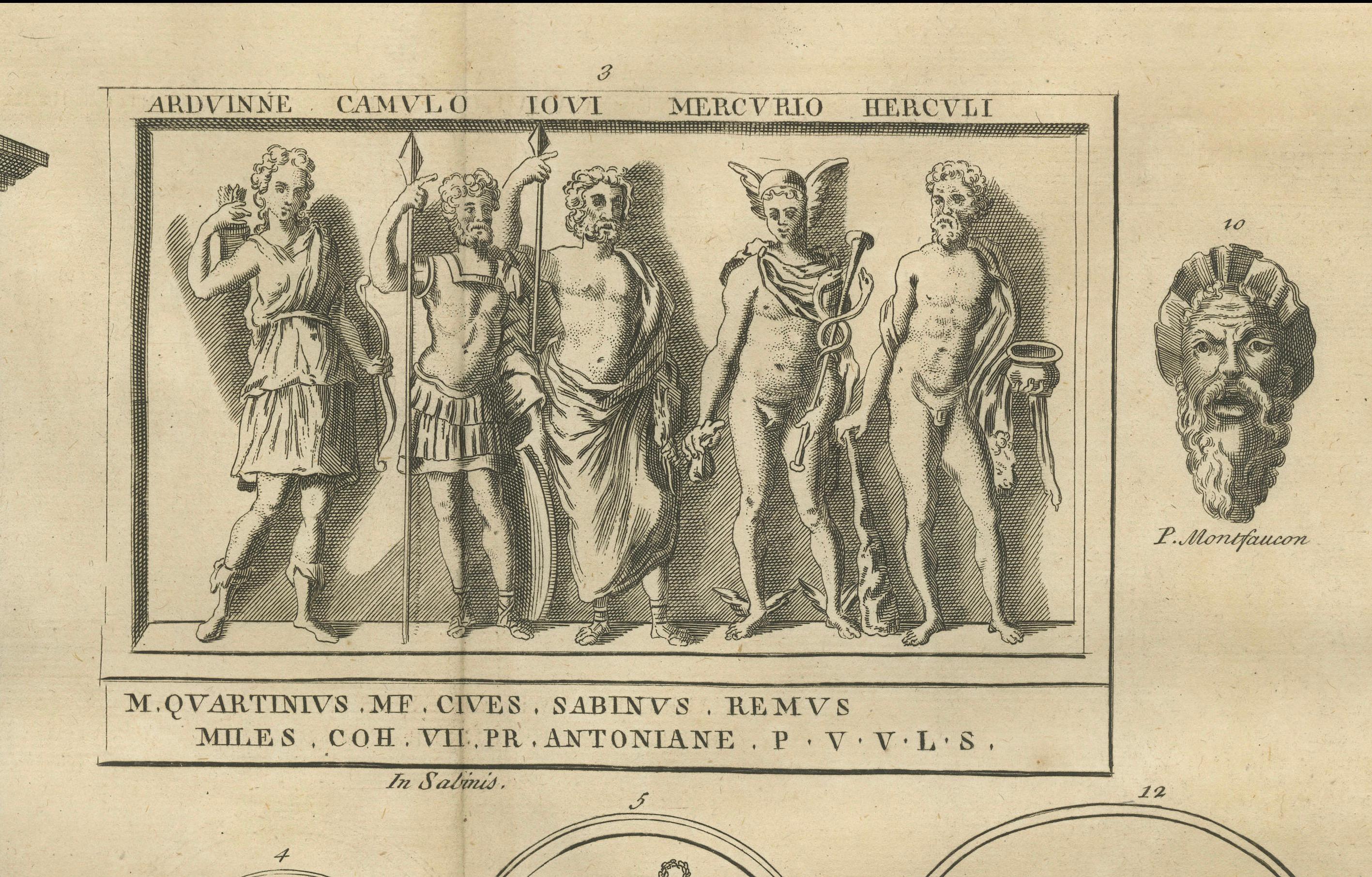 Roman Gods and Mythological Reliefs, Composite Classical Engraving, 1721