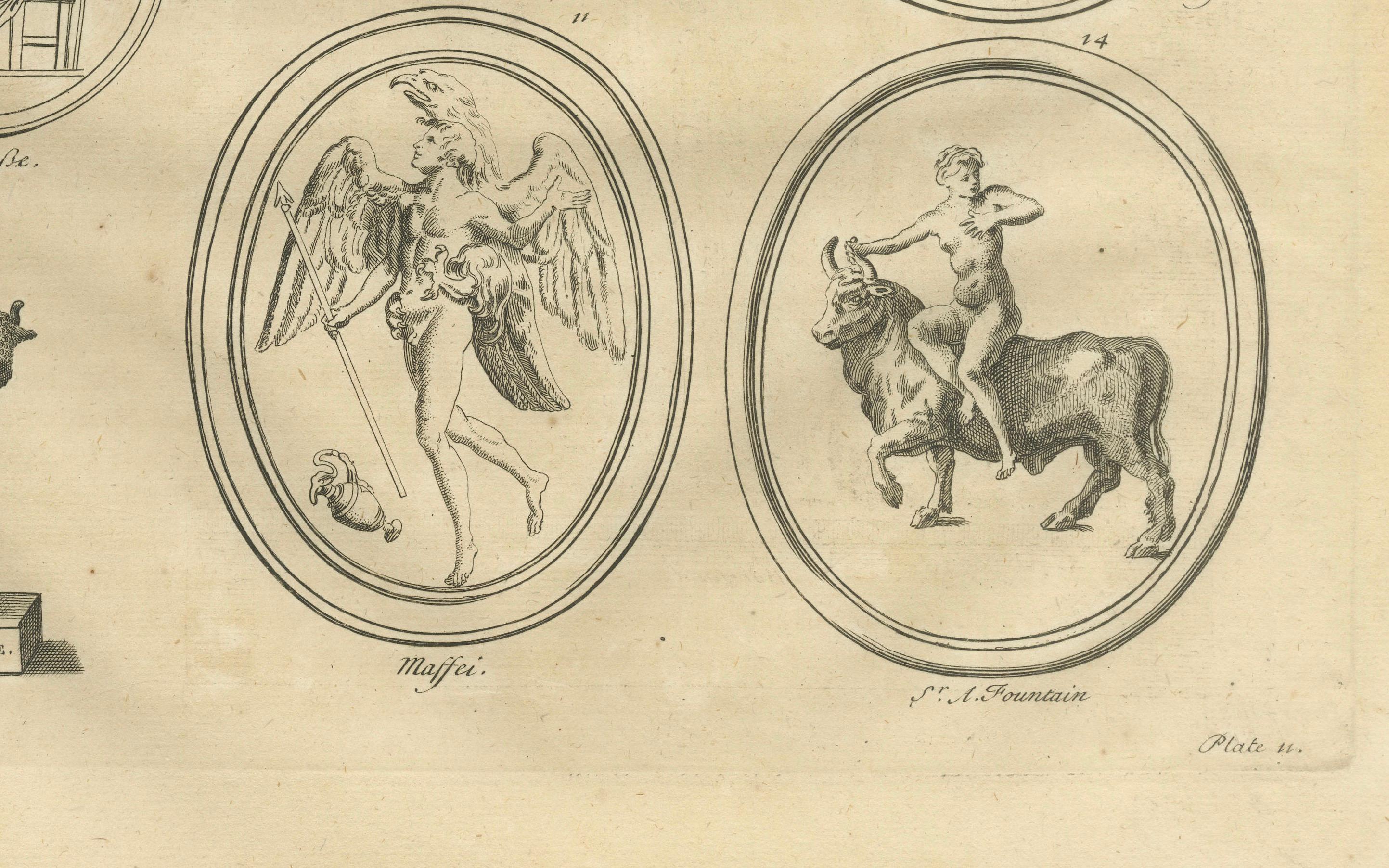 Roman Gods and Mythological Reliefs, Composite Classical Engraving, 1721
