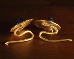 Roman Gold and Blue Glass Earrings