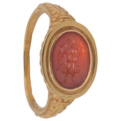 Roman Gold and Carnelian Ring, circa 2nd Century A.D