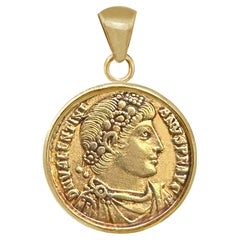 Roman Gold Coin 4th Cent AD 18Kt Gold Pendant depicting Emperor Valentinian