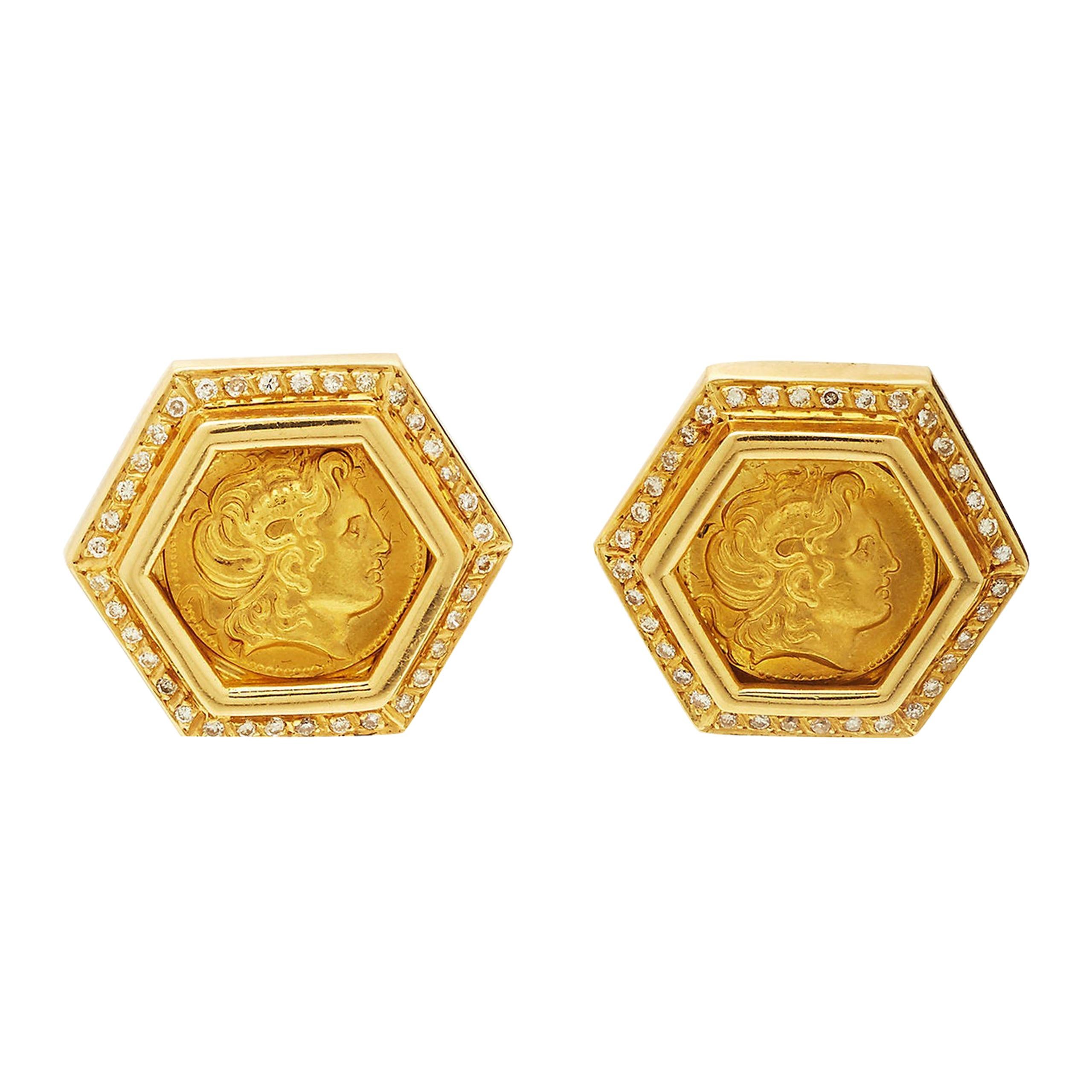 Roman Gold Coin Earclips