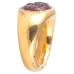 Roman Gold Ring with Garnet Intaglio of an Eagle's Head 1st century A.D.