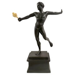 Escultura romana de bronce Gran Tour de la "Cacerola olímpica con antorcha
