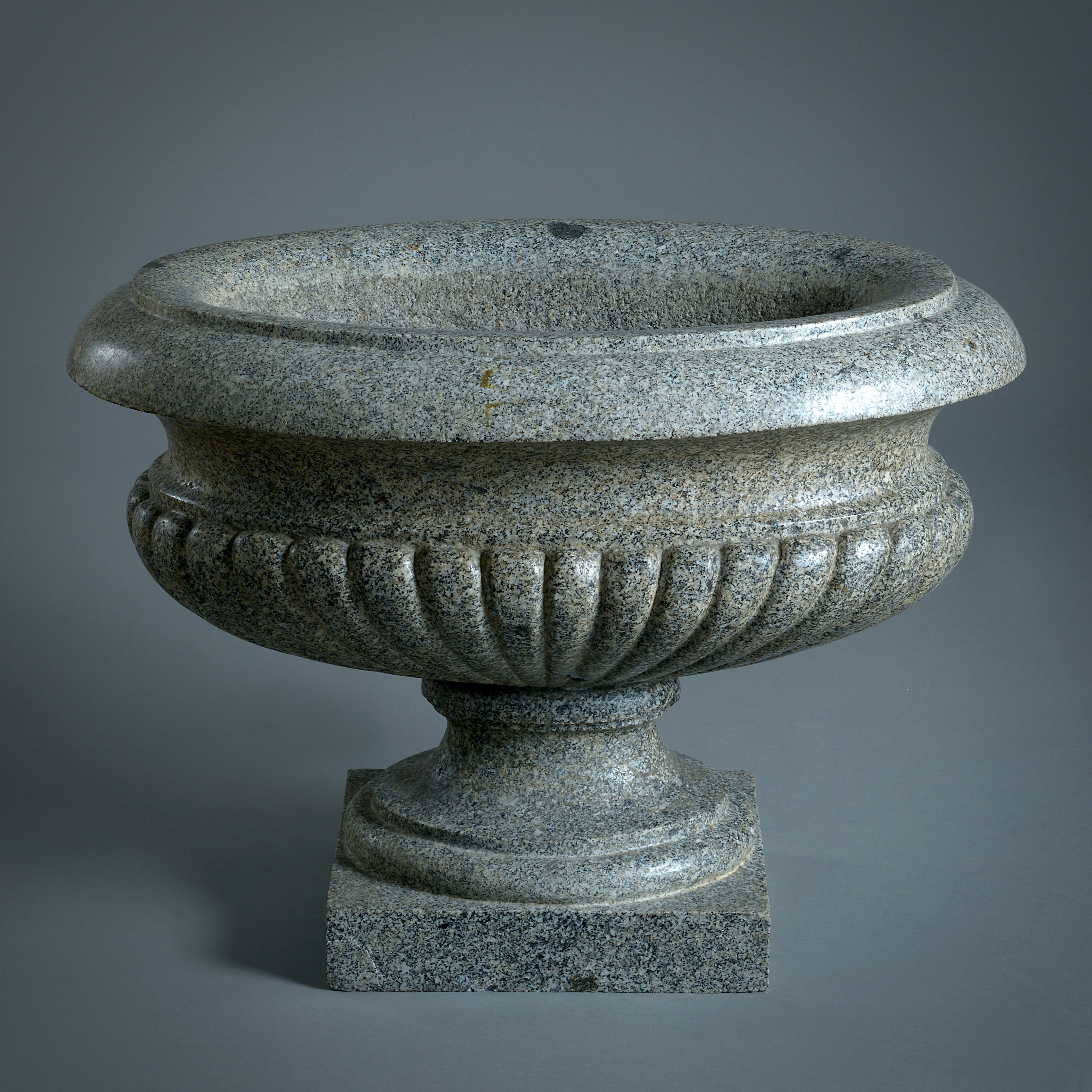 Granite Roman Granito Del Foro Ribbed Oval Vase For Sale