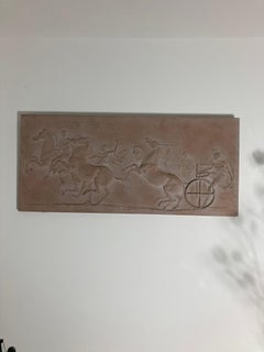 Roman Greek Plaster Frieze chariot driver & Horses compete an Aphobates Contest