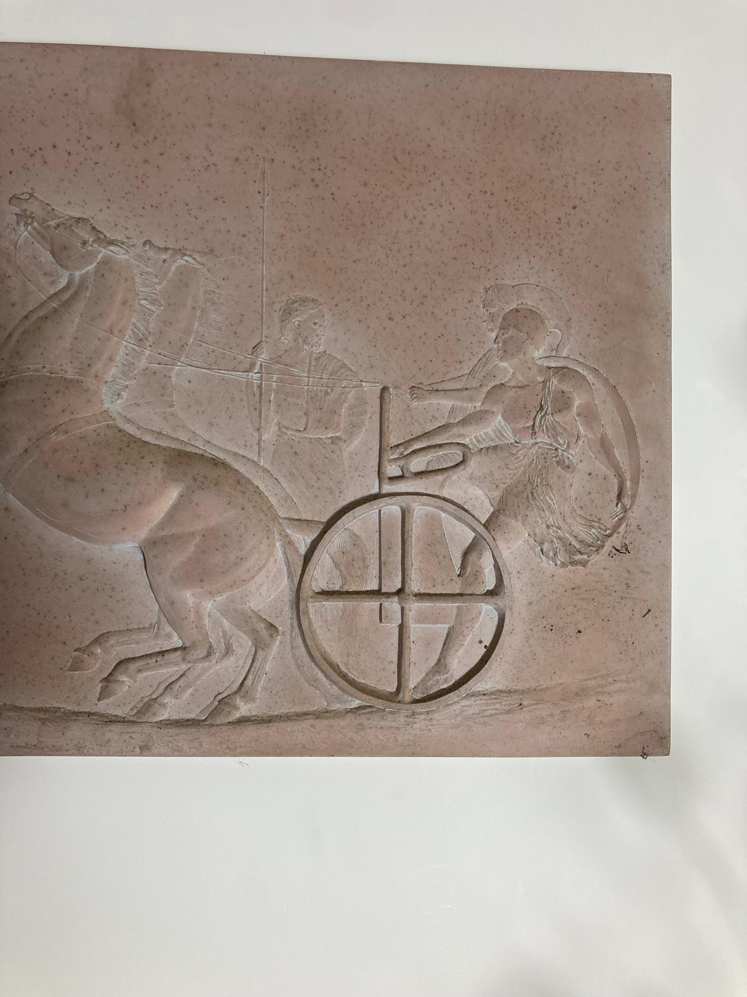 Greco Roman Roman Greek Plaster Frieze chariot driver & Horses compete an Aphobates Contest For Sale