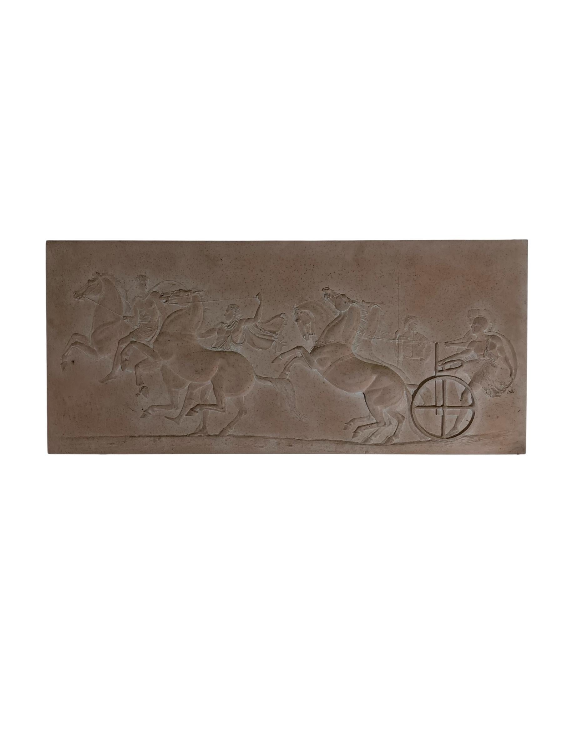 Roman Greek Plaster Frieze chariot driver & Horses compete an Aphobates Contest For Sale 1