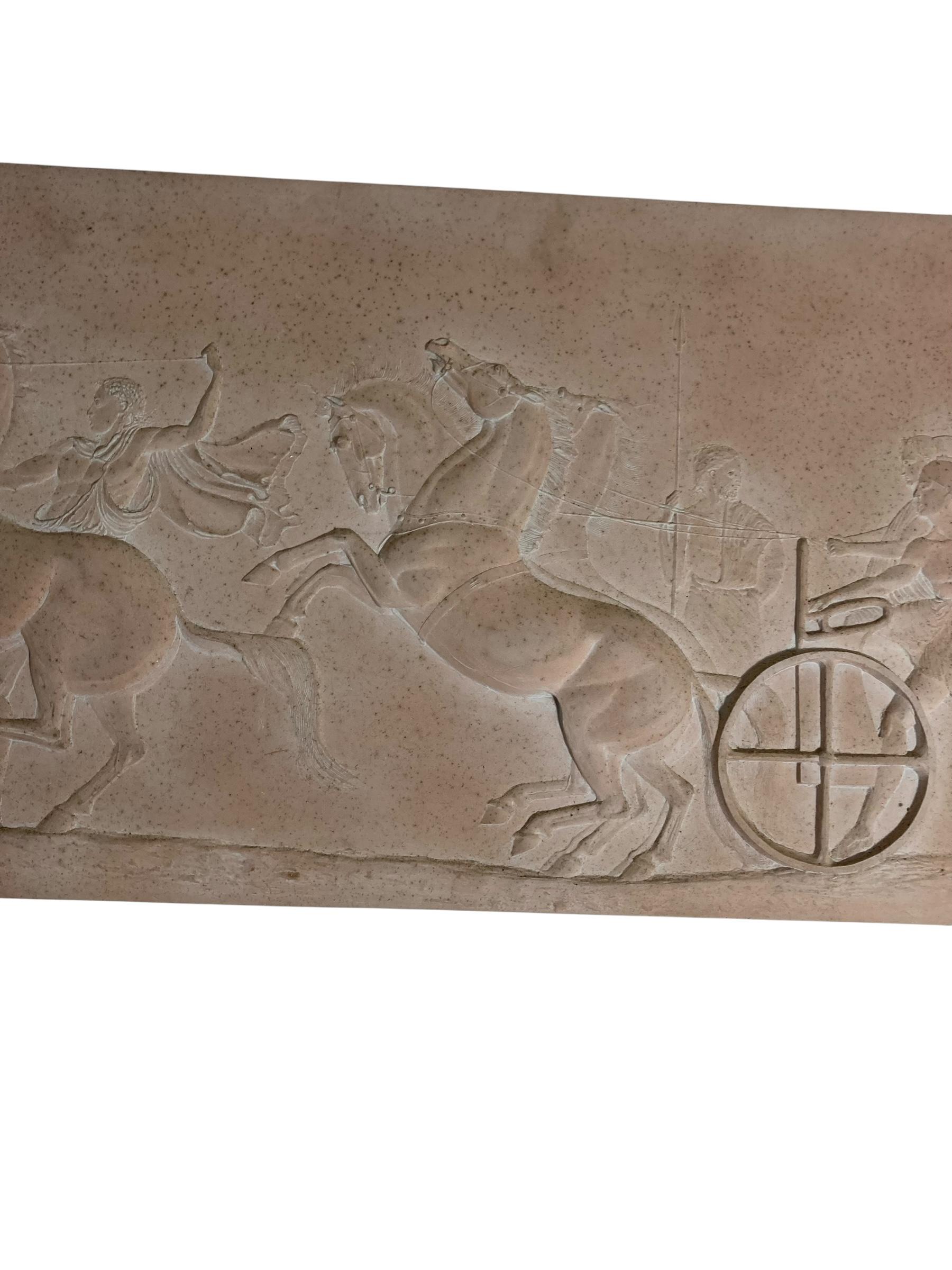 Roman Greek Plaster Frieze chariot driver & Horses compete an Aphobates Contest For Sale 2