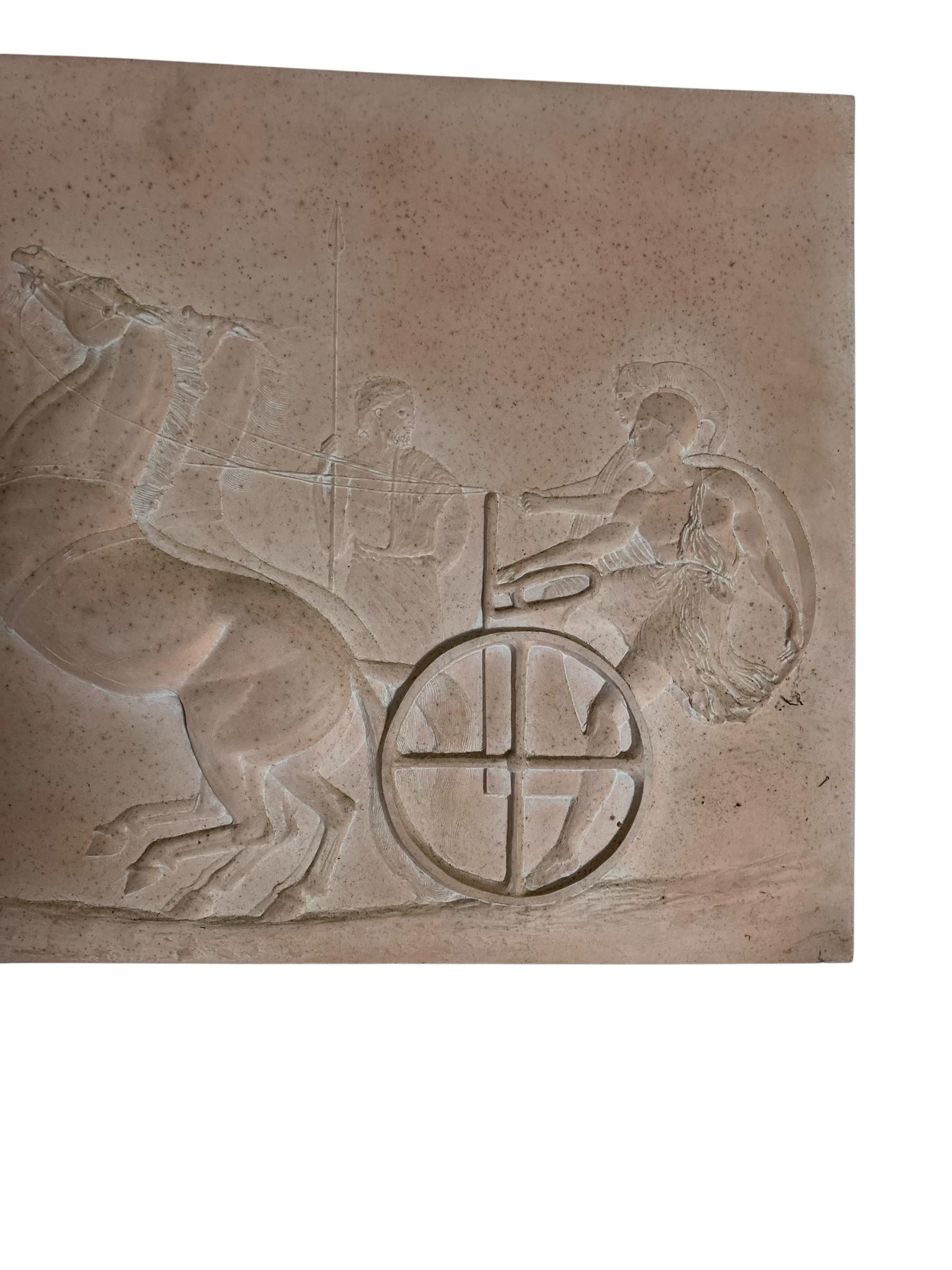 Roman Greek Plaster Frieze chariot driver & Horses compete an Aphobates Contest For Sale 3