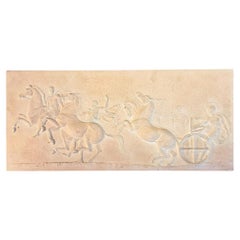 Roman Greek Plaster Frieze chariot driver & Horses compete an Aphobates Contest