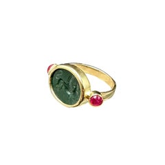 Roman Griffin intaglio on Prasio "Emerald of the Emperors" 1st cent.AD Gold ring