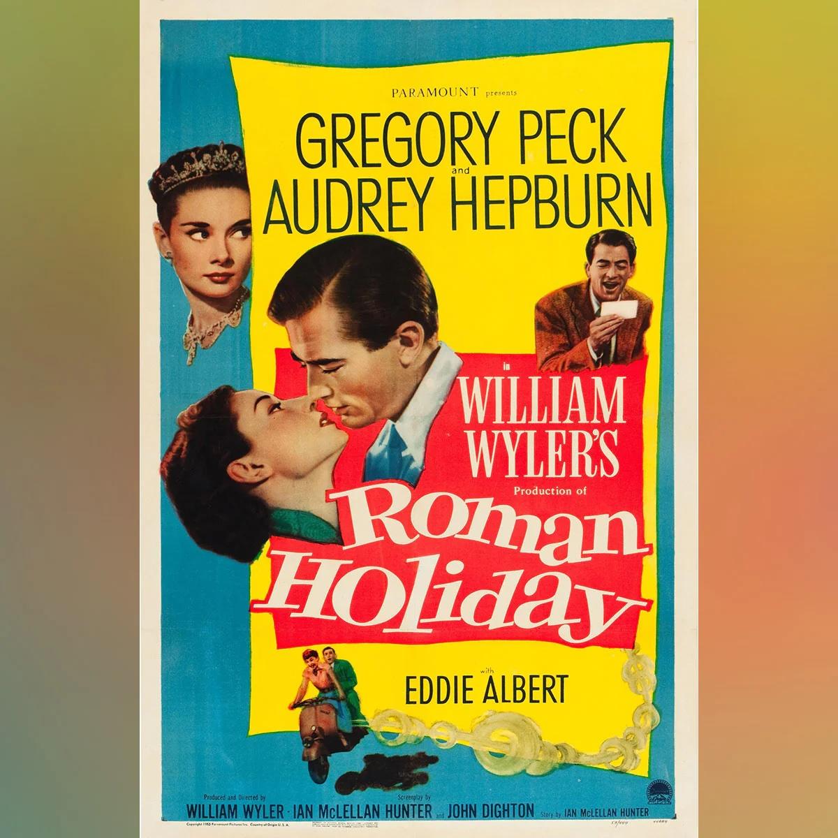 Roman Holiday (1953)
Original US One Sheet (27 X 41 Inches)

Graceful Audrey Hepburn is perfectly cast as Princess Anne, a young woman who longs to escape her royal duties and have some fun in Rome. By chance, she meets American journalist Joe