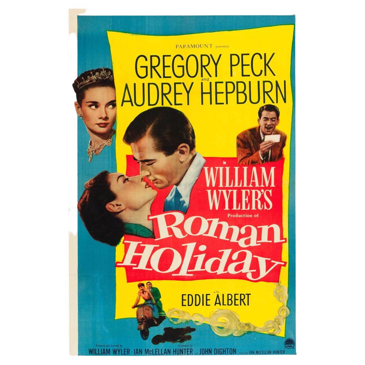 The original 1953 US One Sheet for the Gregory Peck and Audrey Hepburn classic Roman Holiday, directed by William Wyler. This wonderful romantic comedy is the film that catapulted Hepburn to fame and earned her an Academy Award and is linen-backed.