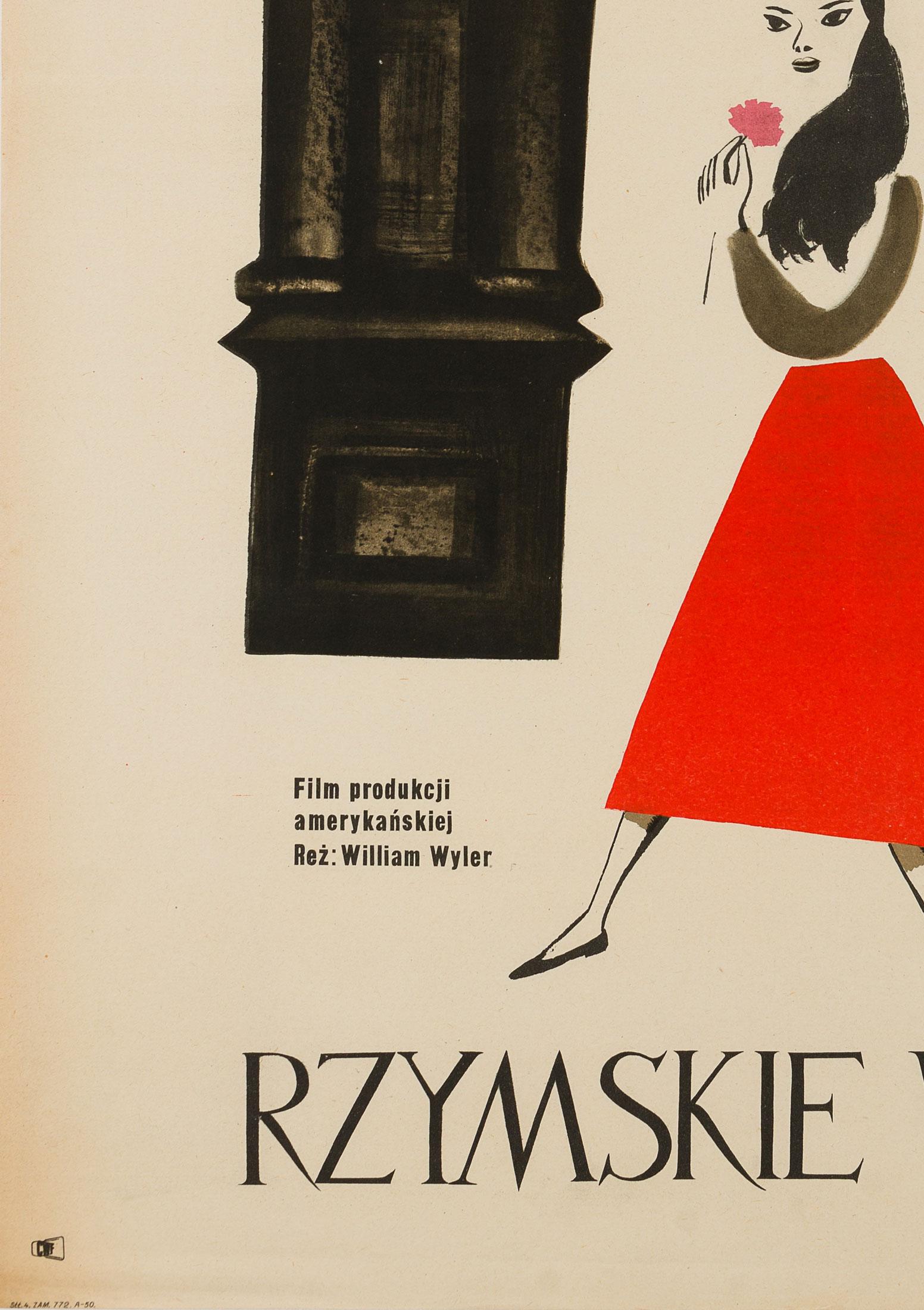 Polonais Affiche d'origine polonaise du film Roman Holiday de Jerzy Flisak, 1959