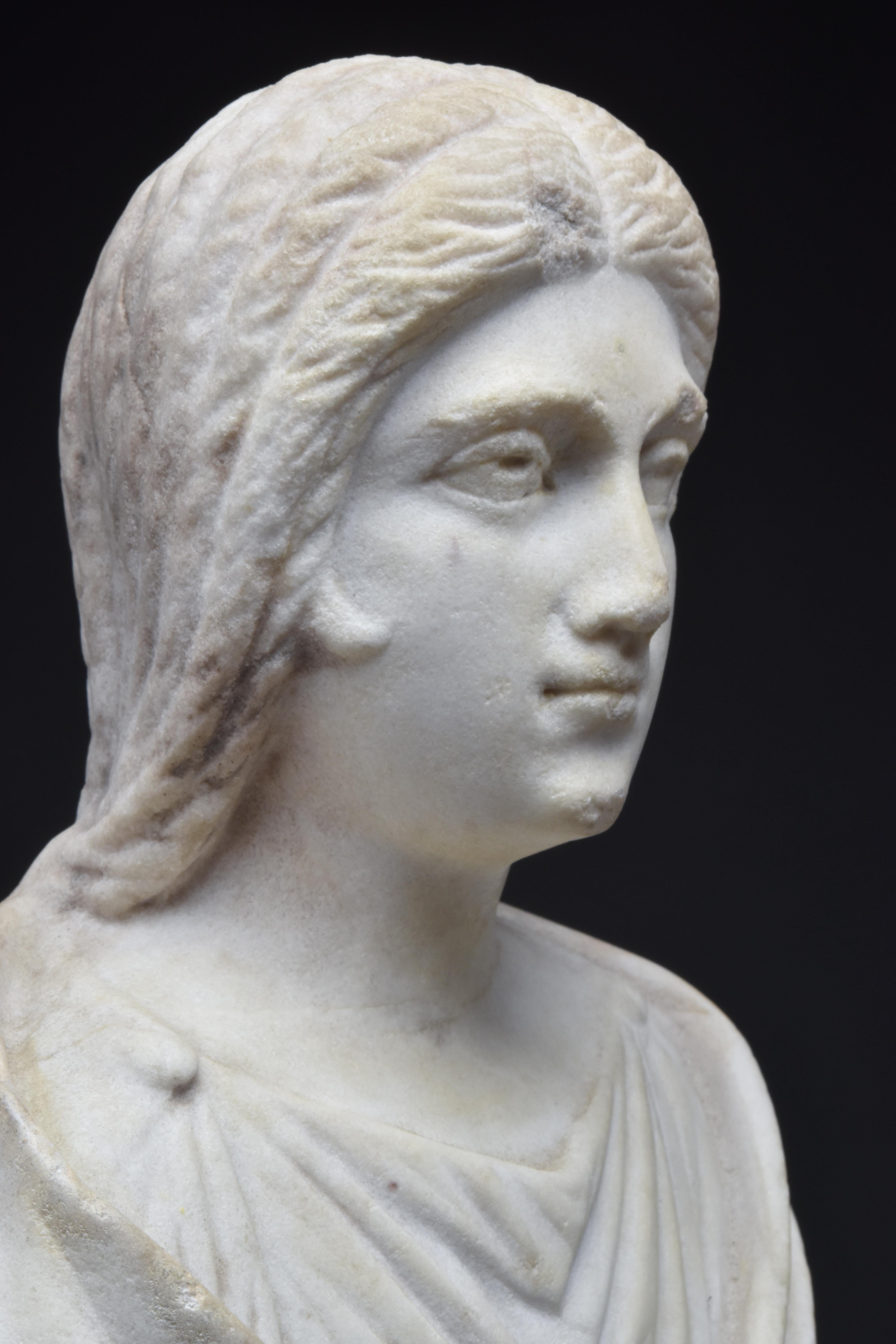 Carved Roman Imperial Marble Bust of Julia Domna