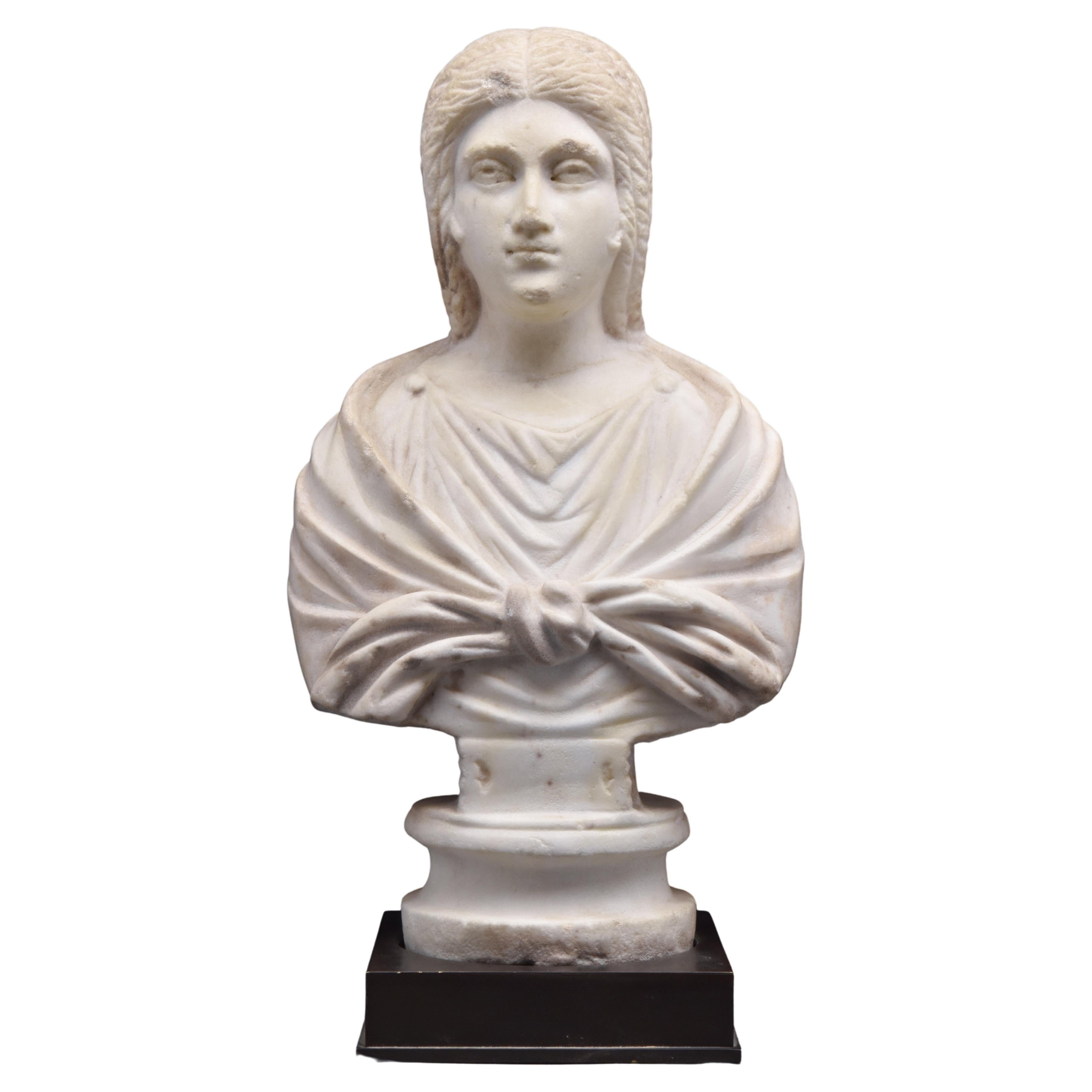 Roman Style Solid Marble Bust For Sale at 1stDibs