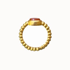 Roman Intaglio 18 Karat Gold Ring Depicting Athena with Spear and Horn of Plenty