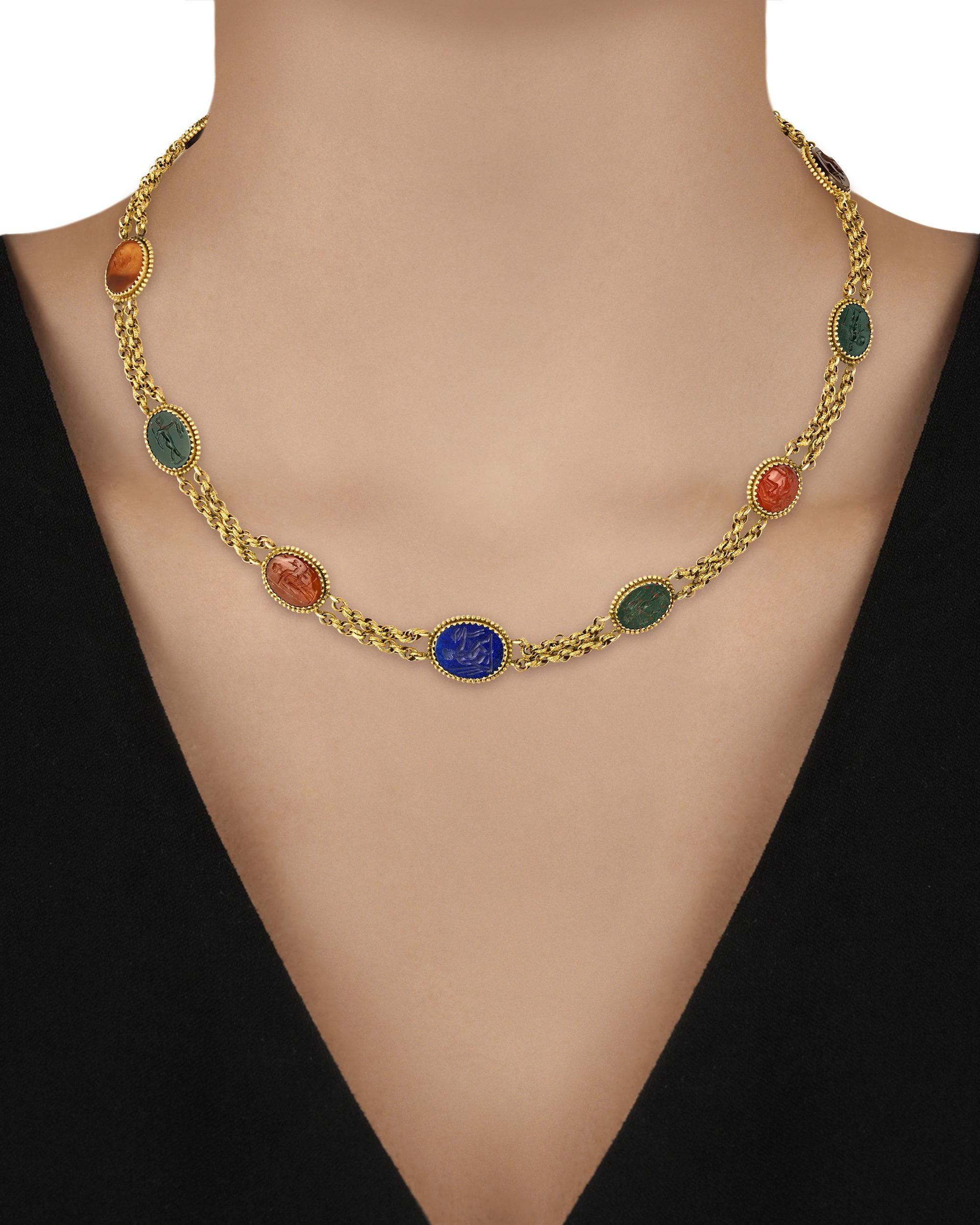 Römische Intaglio-Edelstein-Halskette (Viktorianisch) im Angebot