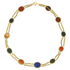 Antique Roman Intaglio Gemstone Necklace