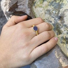 Roman Intaglio on Lapis Lazuli '1st cent AD' 18 Kt Gold Ring Depicting Apollo