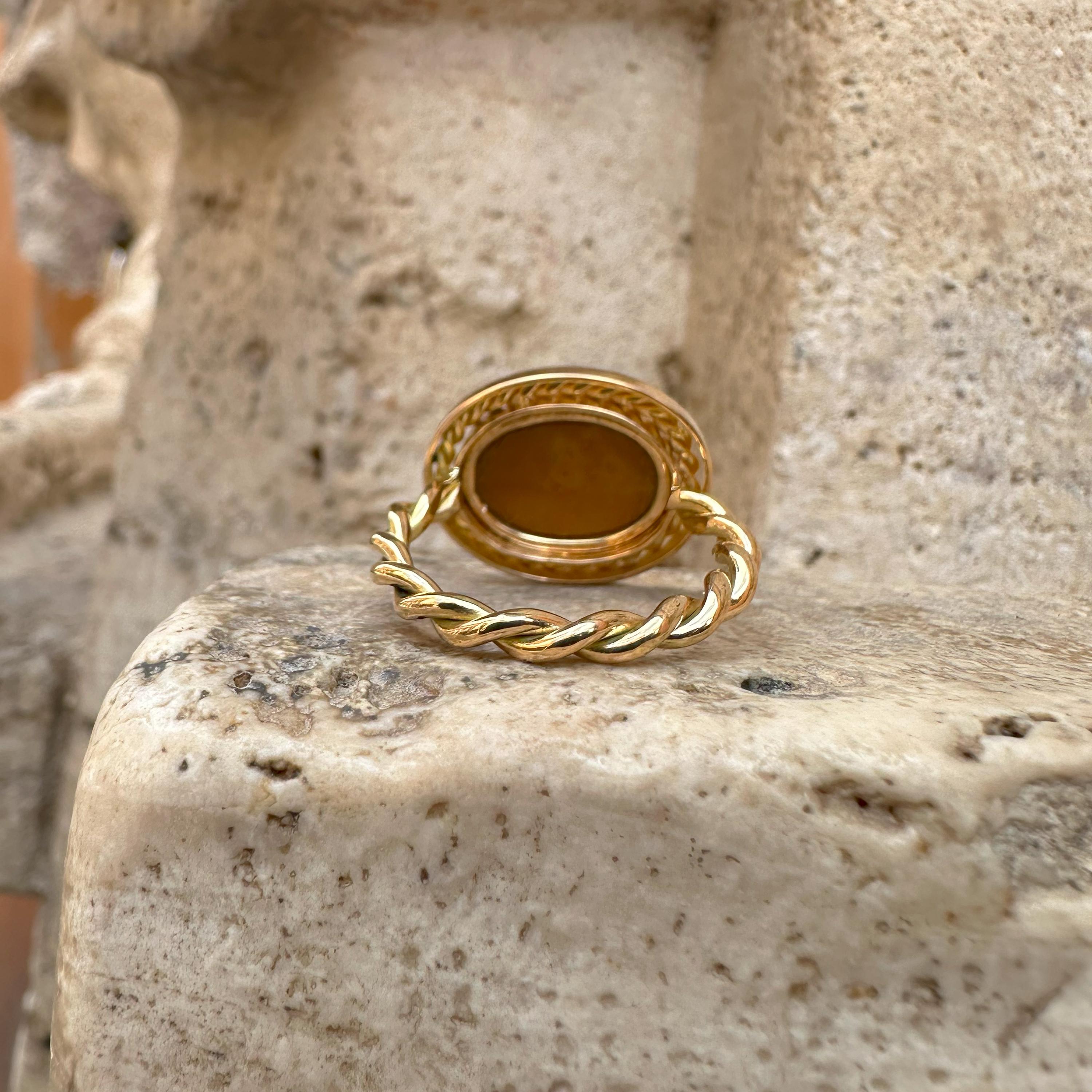 LÖWE Römischer Jaspis-Tiefdruck 1.-2. AD 18 Kt Gold Ring im Zustand „Neu“ im Angebot in Roma, IT
