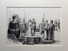 Roman Judgment Scene - Original Pen & Ink Illustration by Charles Burki, 1973