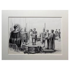 Roman Judgment Scene - Original Pen & Ink Illustration by Charles Burki, 1973