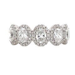 Roman + Jules 5 Stone Oval Shape Diamond Halo Band Set in Platinum 1.77cts T.W