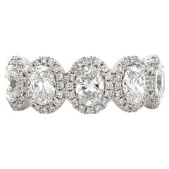 Roman + Jules 5 Stone Oval Shape Diamond Halo Band set in Platinum 1.77 cts t.w.